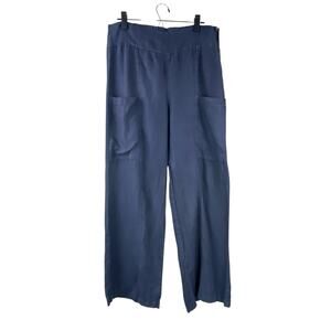 Oizini 100% Linen Pants Size L Blue Wide Leg Lightweight